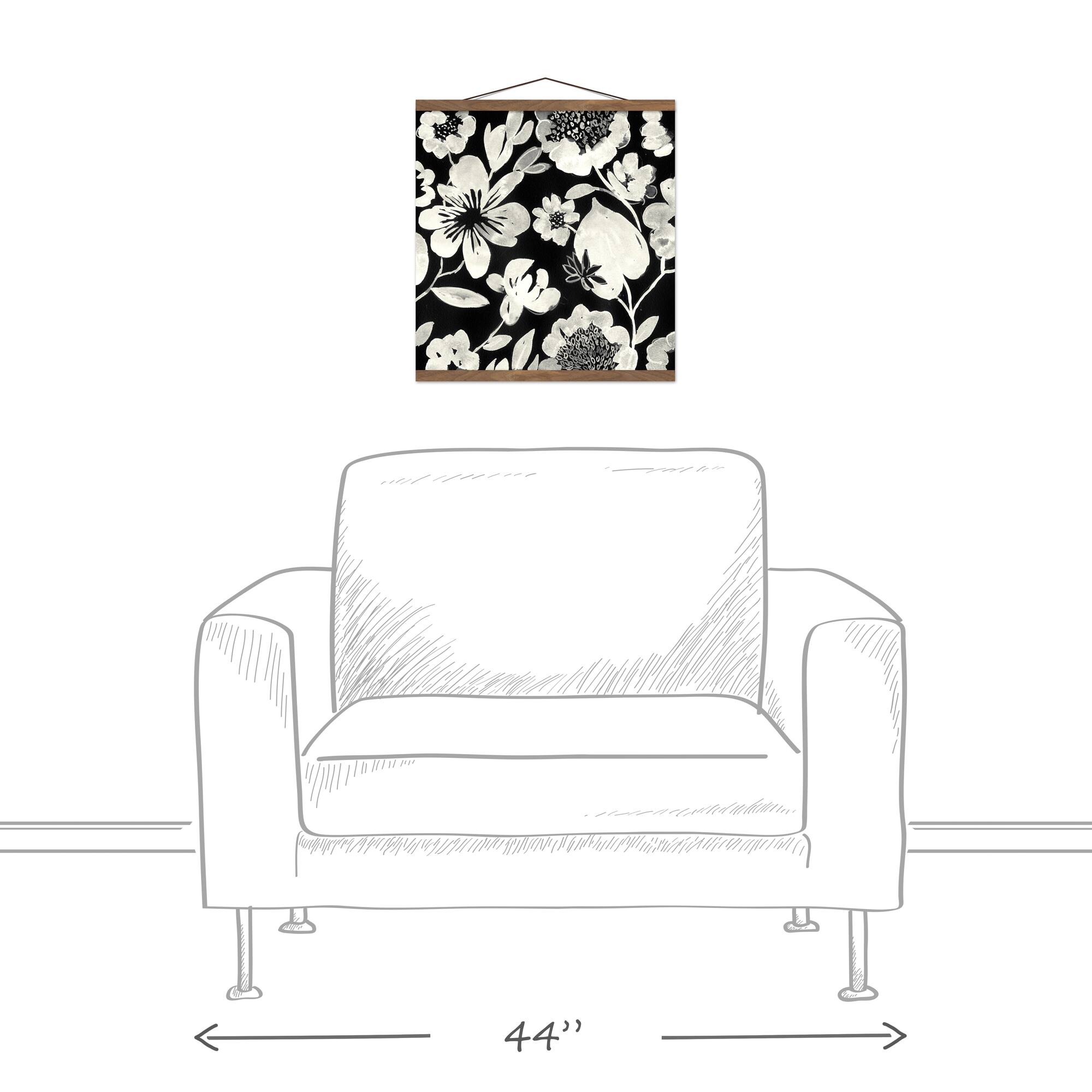 Cream Flowers Teak Hanging Canvas
